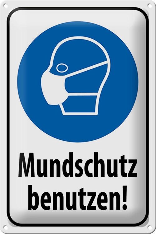 Blechschild Hinweis 20x30cm Mundschutz benutzen Maske