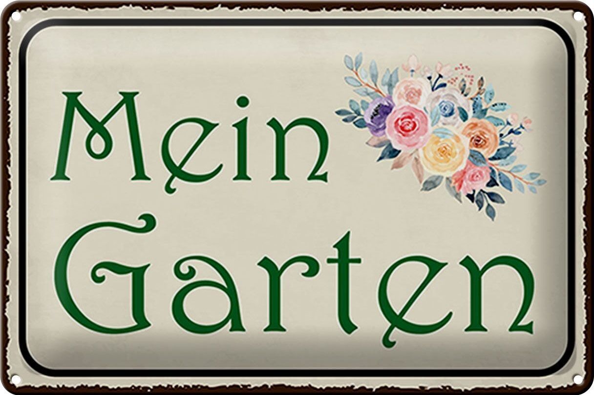 Metal sign saying 30x20cm my garden