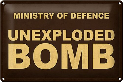 Blechschild Spruch 30x20cm ministry of defence unexploded