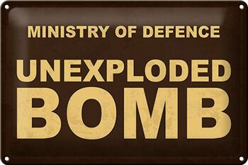 Panneau en étain indiquant que le ministère de la Défense n'a pas explosé, 30x20cm 1