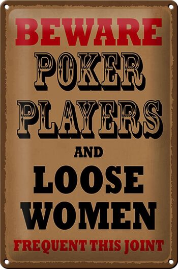 Plaque en étain indiquant 20x30cm Joueurs de poker et femmes en liberté 1