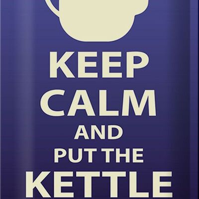 Targa in latta 20x30 cm con scritta Keep Calm e metti su il bollitore