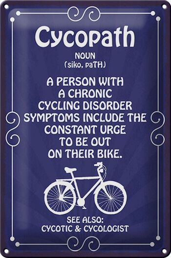 Plaque en étain indiquant 20x30cm Cycopath Cyclisme Chronique 1