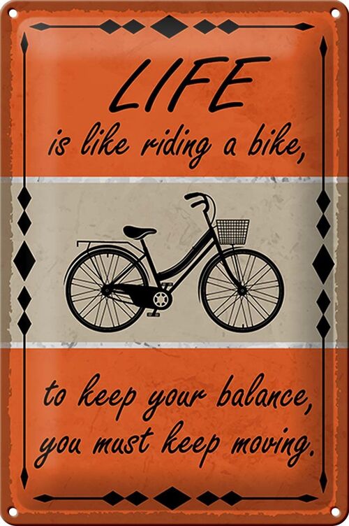 Blechschild Spruch 20x30cm Life is like riding a bike