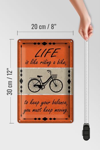 Plaque en étain disant 20x30cm La vie, c'est comme faire du vélo 4