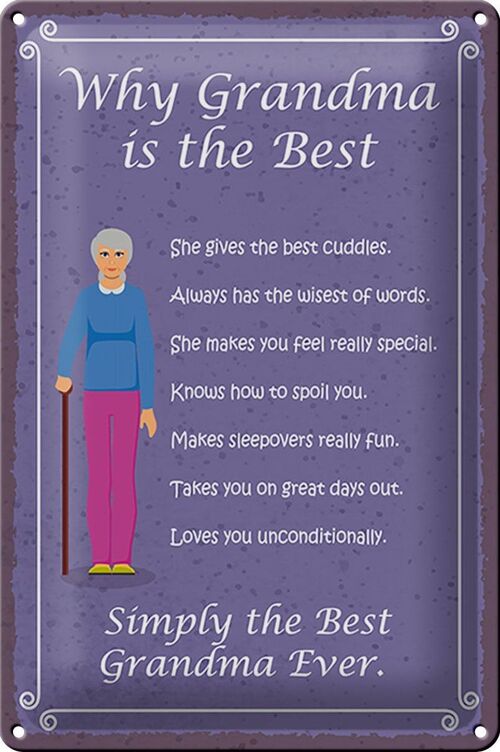 Blechschild Spruch 20x30cm why Grandma is the best Oma