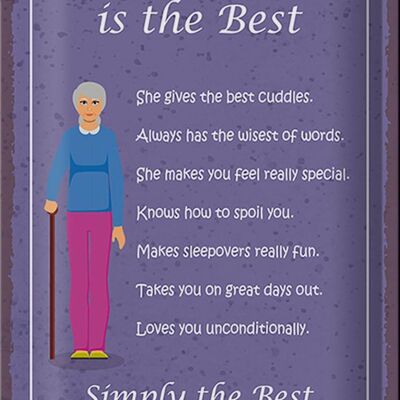 Cartel de chapa que dice 20x30cm por qué la abuela es la mejor abuela