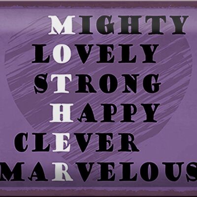 Targa in metallo con scritta "Madre potente, adorabile, felice", 30x20 cm