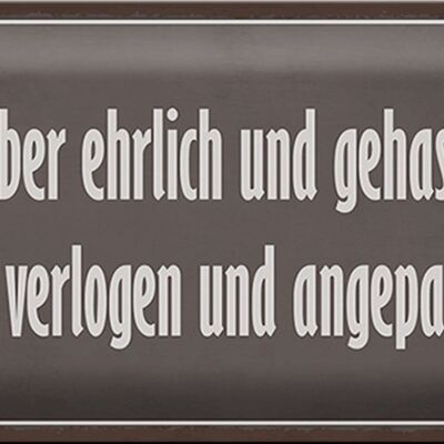 Blechschild Spruch 30x20cm lieber ehrlich und gehasst als