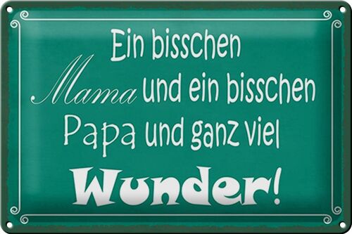 Blechschild Spruch 30x20cm bisschen Mama Papa viel Wunder