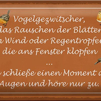 Blechschild Spruch 30x20cm Vogelgezwitscher Vogel