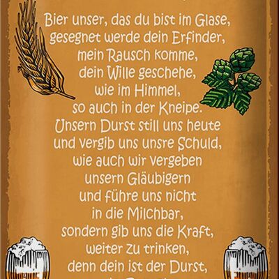 Blechschild Spruch 20x30cm Bier unser in Ewigkeit Prost