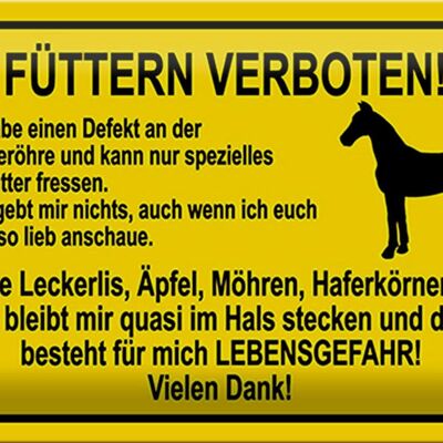 Cartel de chapa aviso 30x20cm está prohibido alimentar a los caballos