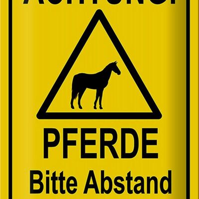 Blechschild Hinweis 20x30cm Achtung Pferde Abstand halten