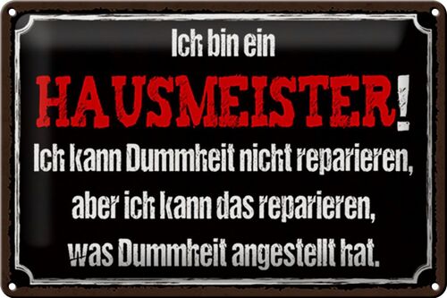 Blechschild Spruch 30x20cm bin Hausmeister kann reparieren