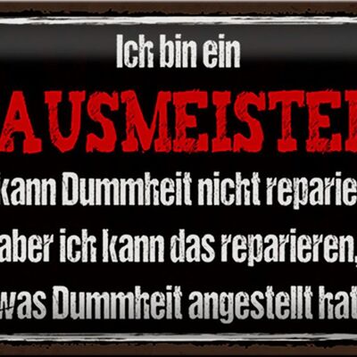 Blechschild Spruch 30x20cm bin Hausmeister kann reparieren