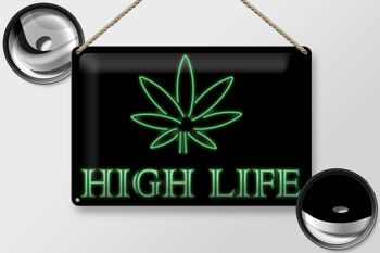 Panneau en étain disant 30x20cm High Life Cannabis 2