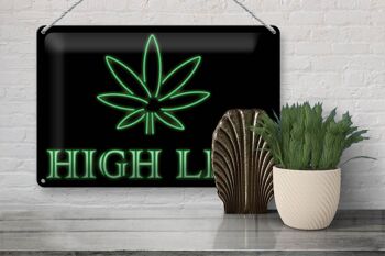 Panneau en étain disant 30x20cm High Life Cannabis 3