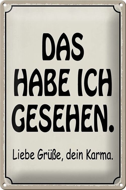 Blechschild Spruch 20x30cm das habe ich gesehen dein Karma