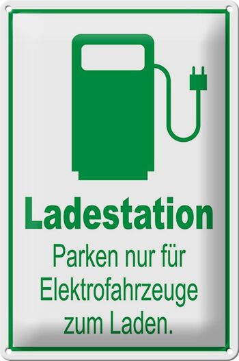 Plaque de stationnement en tôle 20x30cm, station de recharge uniquement pour véhicules électriques 1