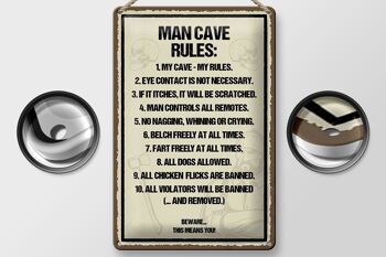 Panneau en étain disant 20x30cm Man Cave Rules, ma grotte, mes règles 2