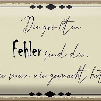 Blechschild Spruch 30x20cm die größten Fehler sind die