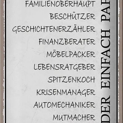 Blechschild Spruch 20x30cm Papa Taxifahrer Beschützer