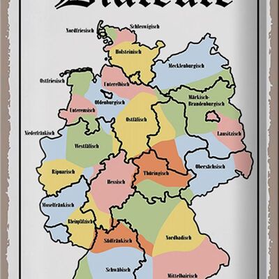 Letrero de chapa que dice 20x30cm dialectos mapa estados federales