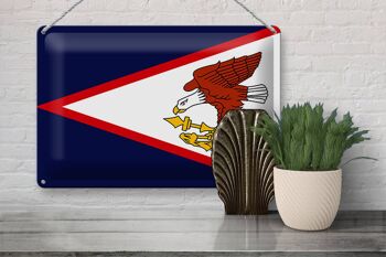 Drapeau en étain 30x20cm, drapeau des Samoa américaines 3