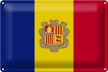 Signe en étain drapeau Andorre 30x20cm drapeau d'andora 1