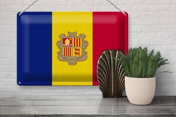 Signe en étain drapeau Andorre 30x20cm drapeau d'andora 3