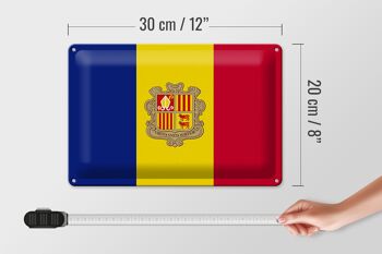 Signe en étain drapeau Andorre 30x20cm drapeau d'andora 4