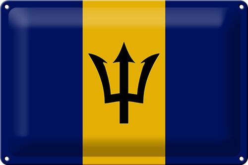 Blechschild Flagge Barbados 30x20cm Flag of Barbados
