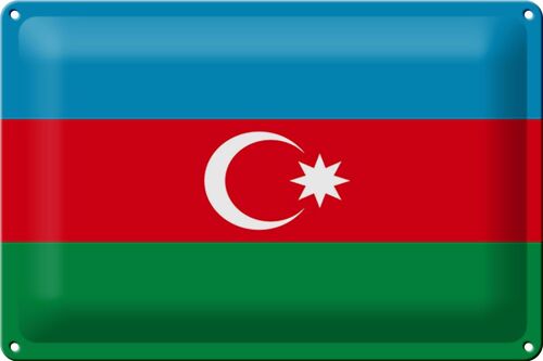 Blechschild Flagge Aserbaidschan 30x20cm Flag of Azerbaijan