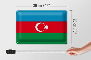 Signe en étain Drapeau de l'Azerbaïdjan 30x20cm Drapeau de l'Azerbaïdjan 4