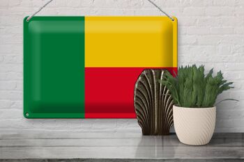 Signe en étain drapeau Bénin 30x20cm drapeau du Bénin 3