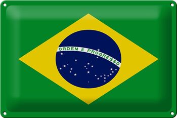 Panneau en étain drapeau du Brésil, 30x20cm, drapeau du Brésil 1