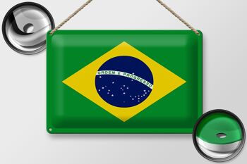 Panneau en étain drapeau du Brésil, 30x20cm, drapeau du Brésil 2