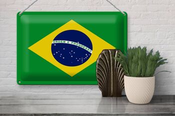 Panneau en étain drapeau du Brésil, 30x20cm, drapeau du Brésil 3
