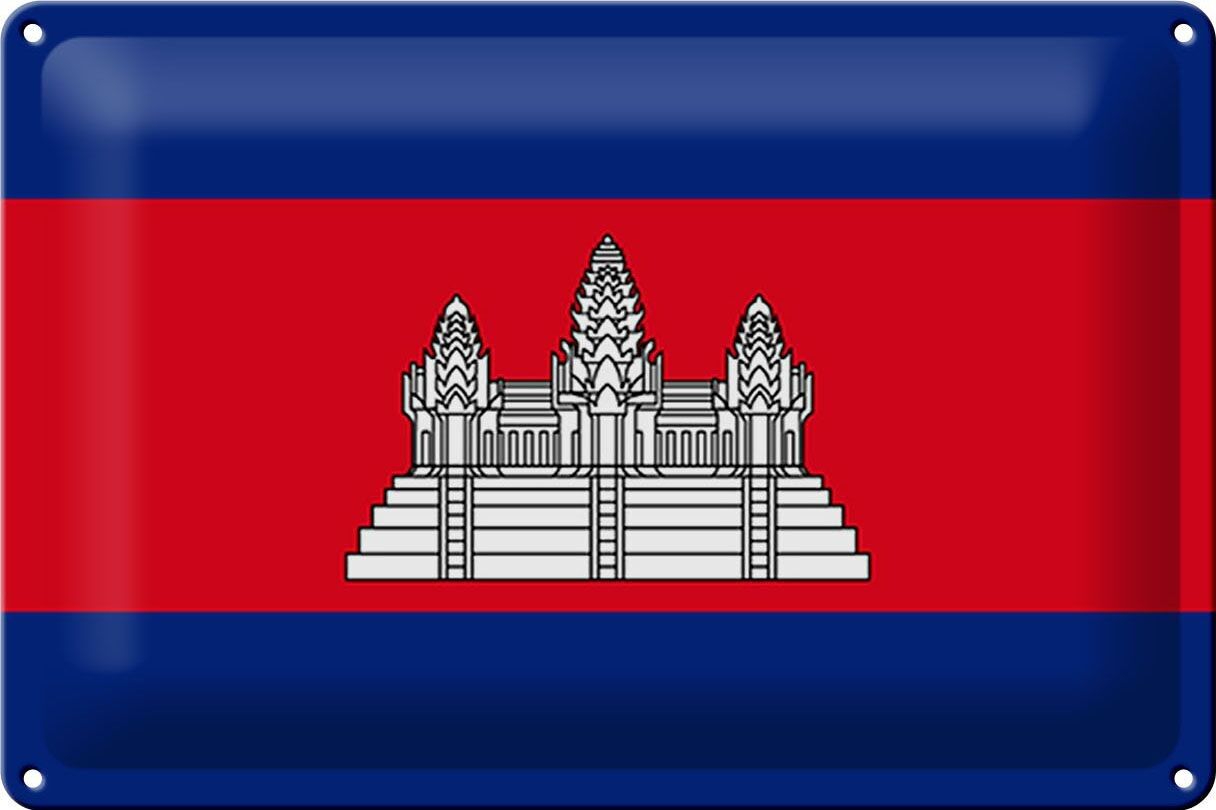 Targa in metallo Bandiera della Cambogia 30x20 cm Bandiera della Cambogia