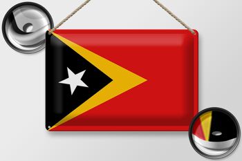 Signe en étain drapeau du Timor oriental 30x20cm drapeau du Timor oriental 2
