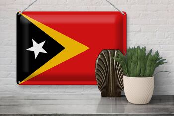 Signe en étain drapeau du Timor oriental 30x20cm drapeau du Timor oriental 3