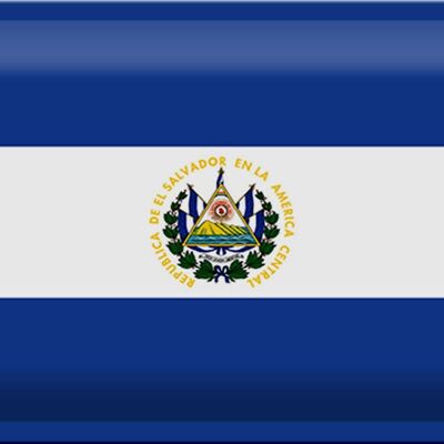 Signe en étain drapeau du Salvador 30x20cm drapeau du Salvador