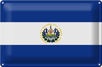 Signe en étain drapeau du Salvador 30x20cm drapeau du Salvador 1