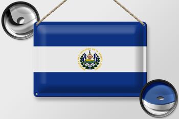 Signe en étain drapeau du Salvador 30x20cm drapeau du Salvador 2