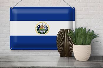 Signe en étain drapeau du Salvador 30x20cm drapeau du Salvador 3