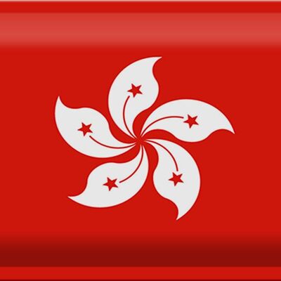Targa in metallo Bandiera di Hong Kong 30x20 cm Bandiera di Hong Kong