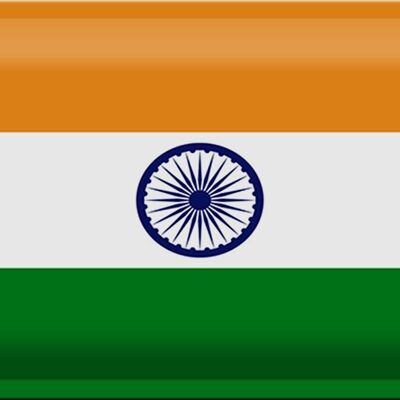 Targa in metallo Bandiera India 30x20 cm Bandiera dell'India