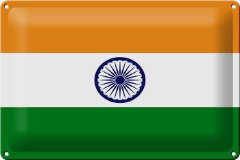 Signe en étain drapeau de l'inde, 30x20cm, drapeau de l'inde 1