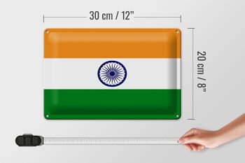 Signe en étain drapeau de l'inde, 30x20cm, drapeau de l'inde 4
